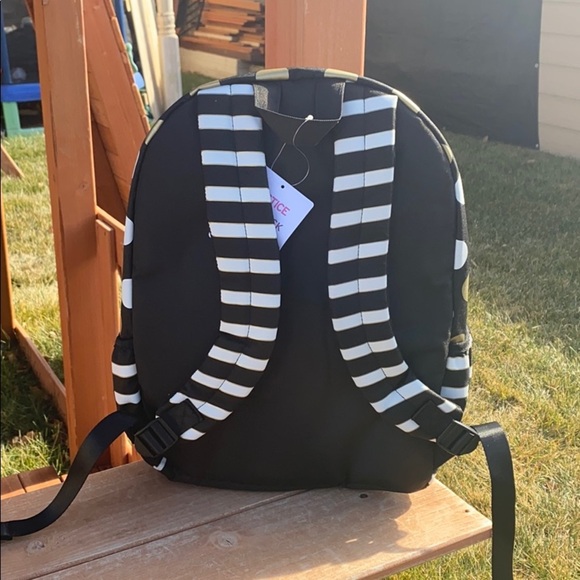 Black Stripe & Dot Initial Backpack & Wristlet “F” - Picture 5 of 6